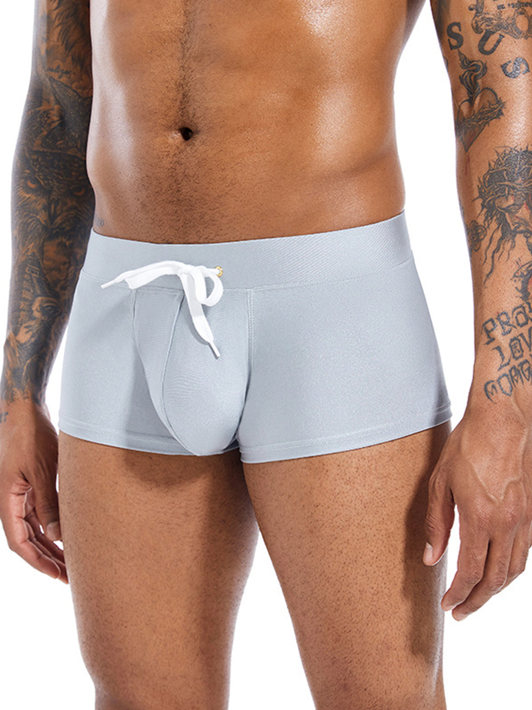 Men’s U Convex Pouch Swim Trunks with Drawstring