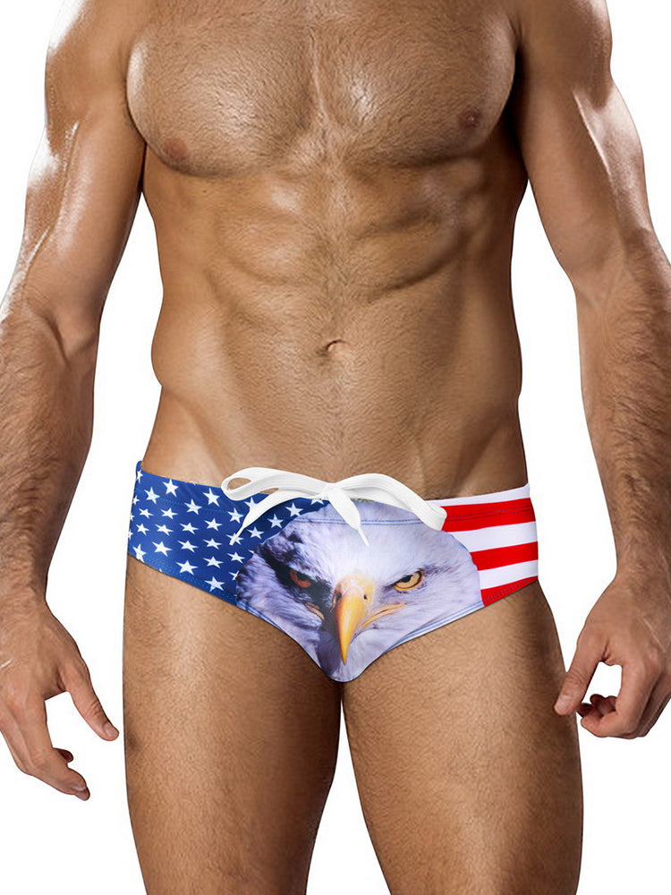 Men's Low-Rise Stylish Animal Print Swim Briefs