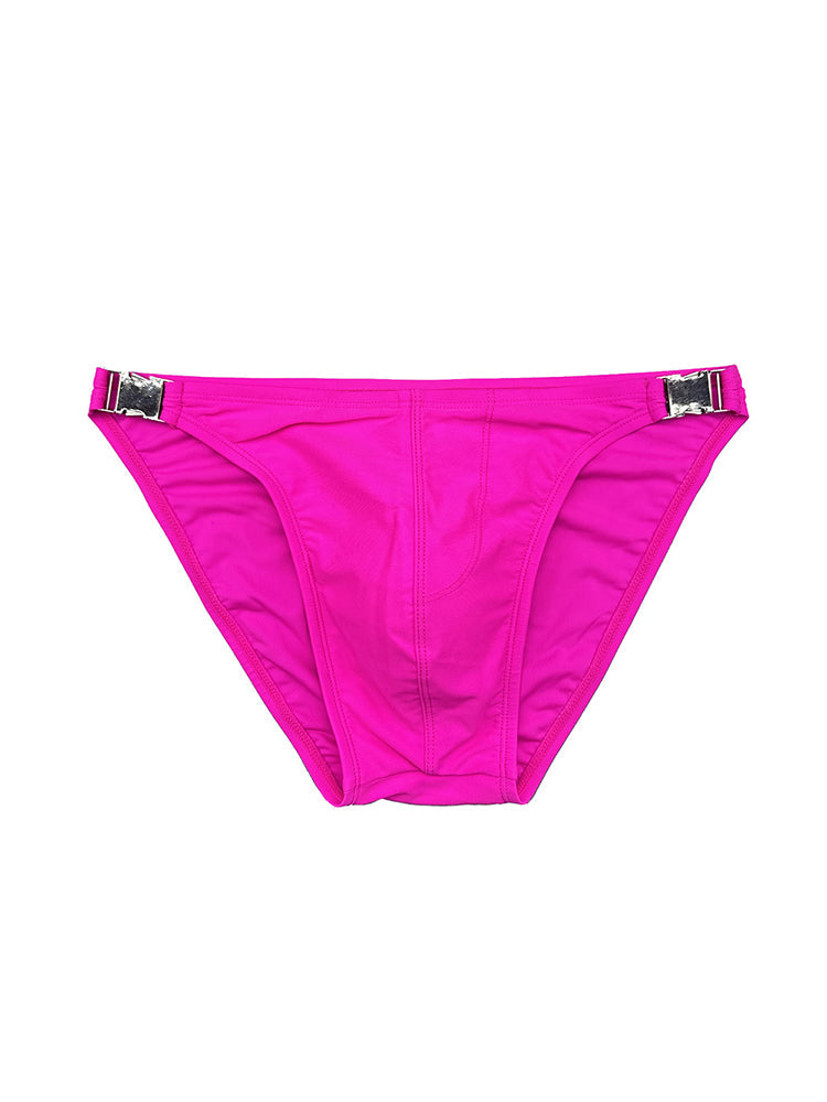 Men's Quick-Dry Odor-Control Solid Color Side Snap Swim Briefs