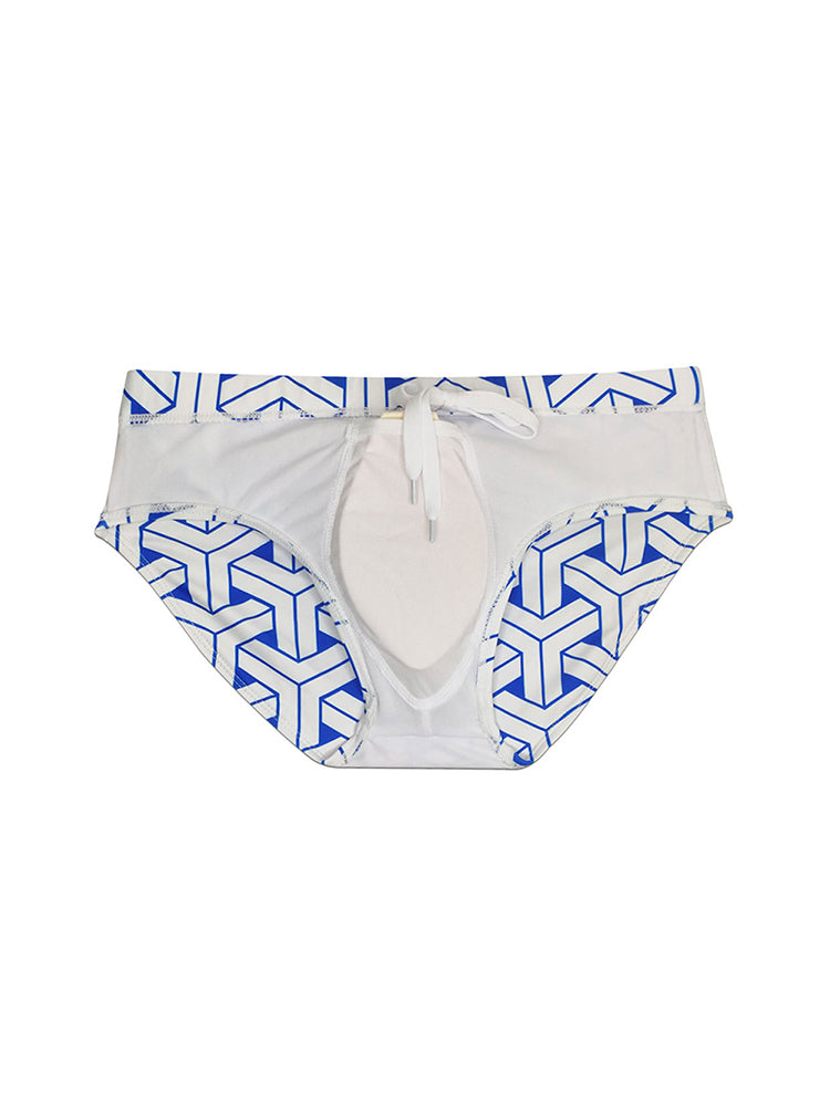 Men's 3D Pouch Printed Fitness Swim Briefs