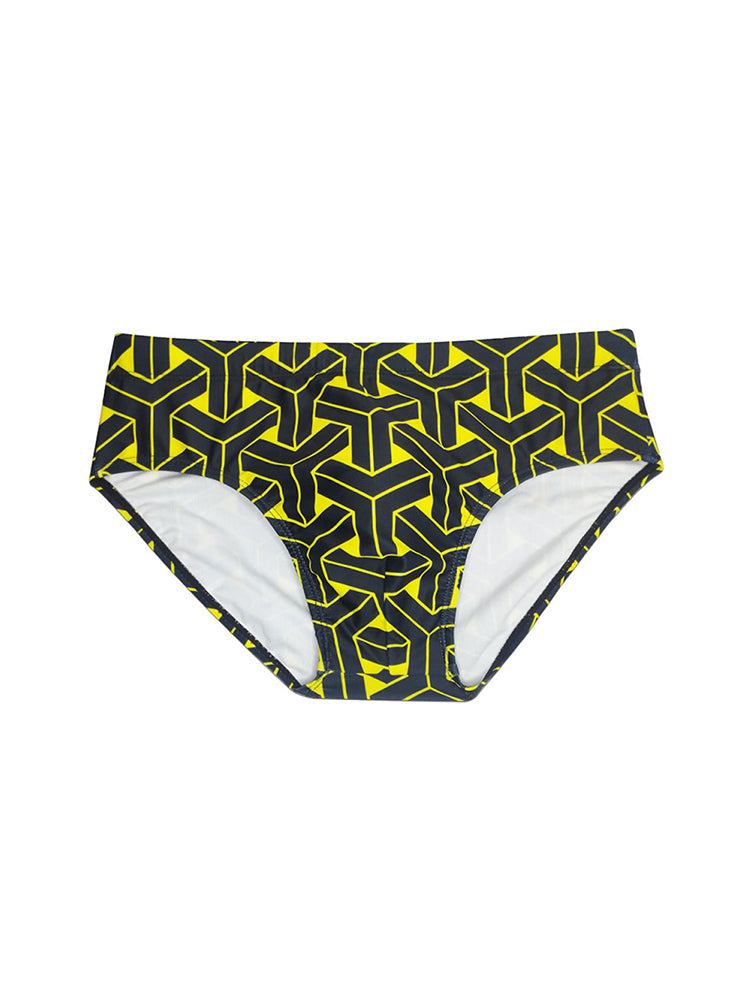 Men's 3D Pouch Printed Fitness Swim Briefs