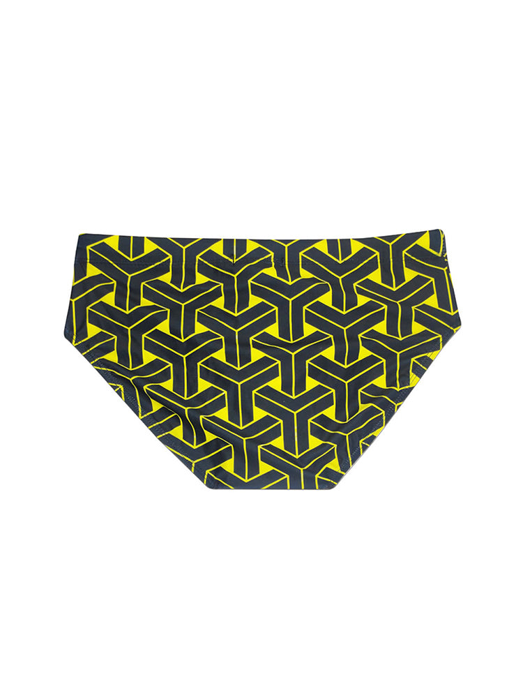 Men's 3D Pouch Printed Fitness Swim Briefs