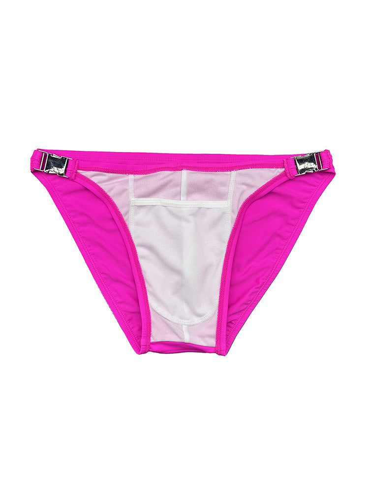 Men's Quick-Dry Odor-Control Solid Color Side Snap Swim Briefs