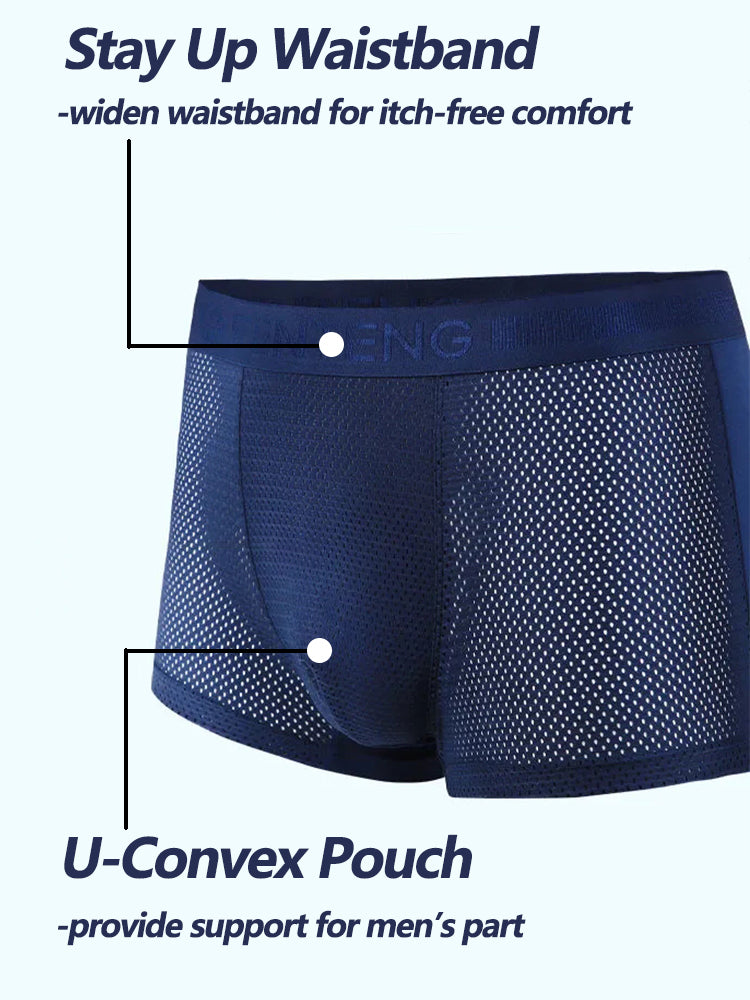 4 Pack Men’s Breathable Mesh Trunks with Antibacterial Fabric