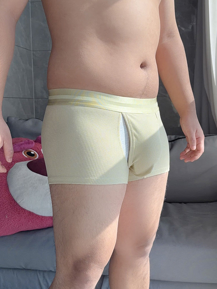3 Pack Men's Breathable Comfort Double-Sided Access Soft Waffle Cotton Trunks
