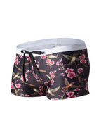 Men's Drawstring Plaid Swim Shorts With Pockets