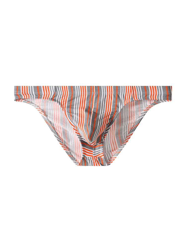 4 Pack Men's Striped Breathable Cotton Slim-Fit U-Pouch Briefs