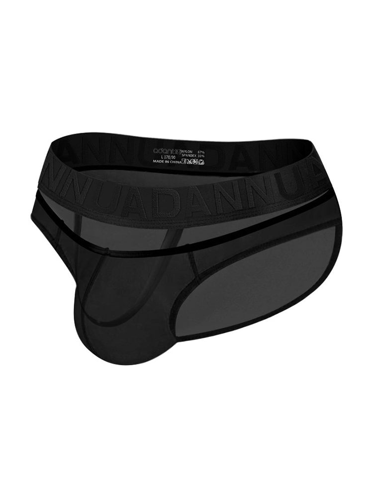 2 Pack Men's Stretch Solid Color Sexy Crotch Single-Layer Briefs with Support Ring