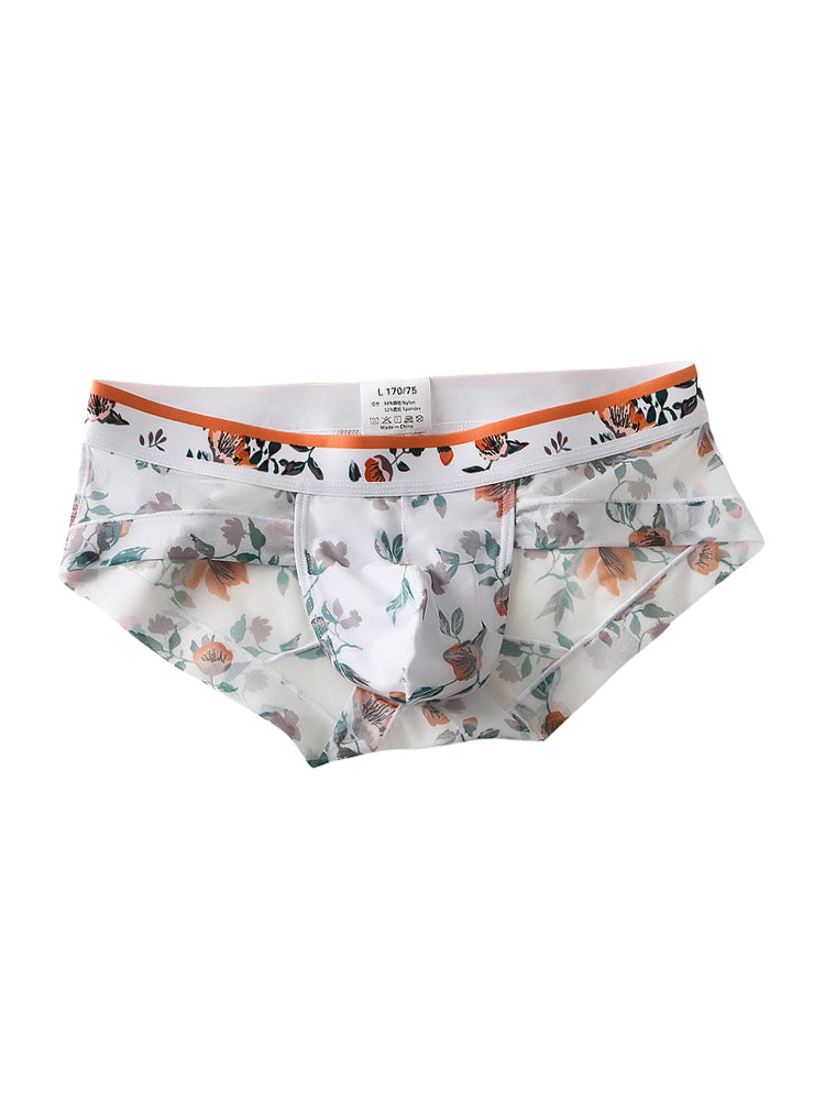 4 Pack Men’s Flower Print Pouch Silky Touch Briefs