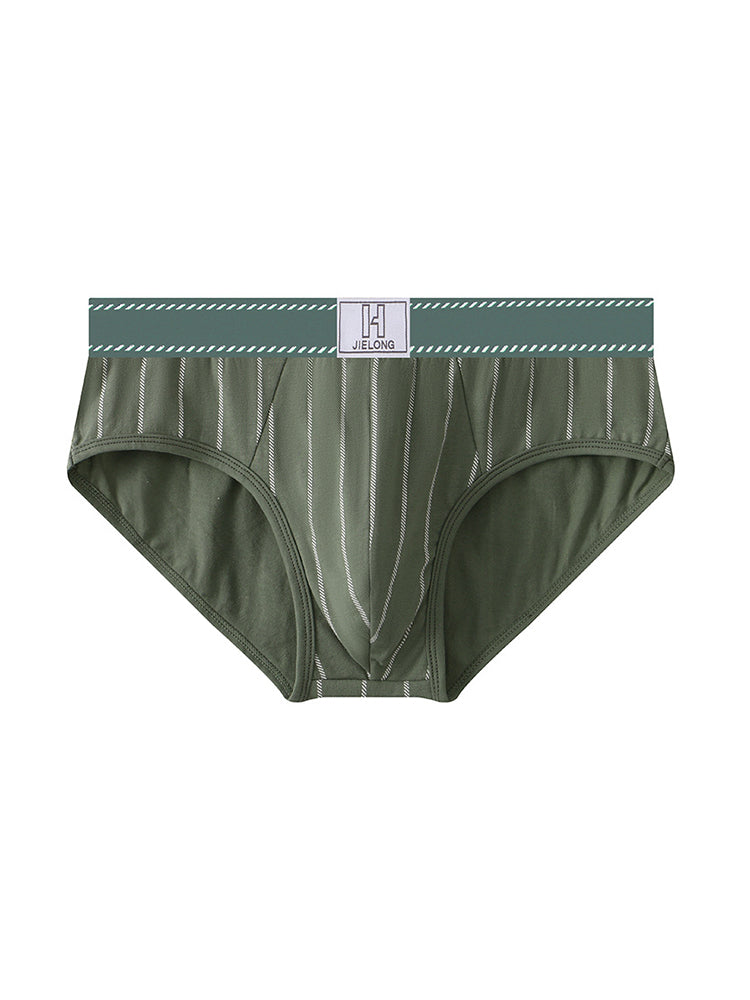4 Pack Men's Striped Design Soft-Touch Cotton Fabric Breathable Briefs