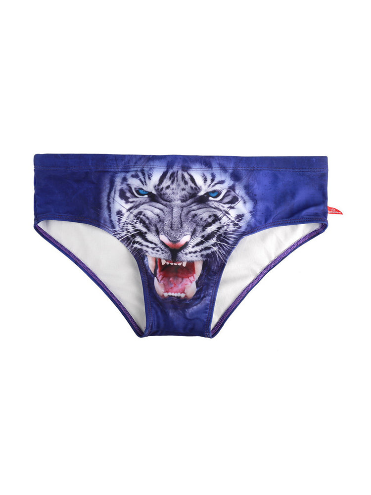 Men's Low-Rise Stylish Animal Print Swim Briefs