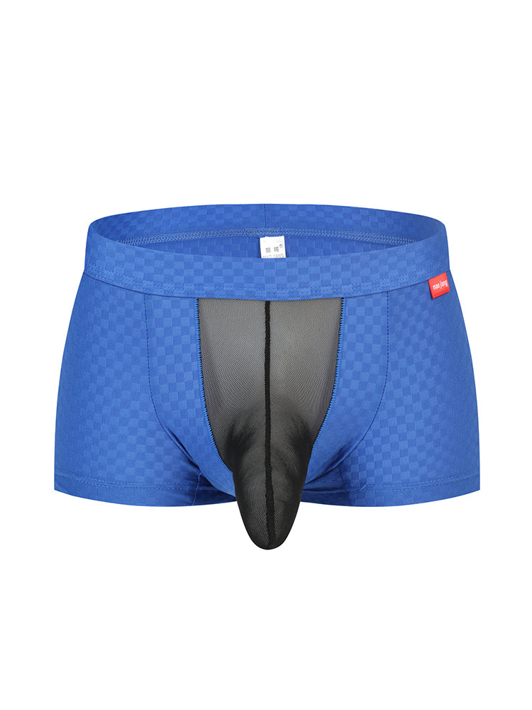 Men's Low-Rise Mesh Trunks – Breathable Nylon with 3D Pouch Support