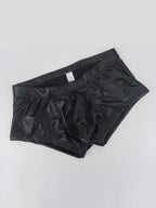 2-pack Men's Leather Hollow Hip-revealing Large Pouch Boxer Briefs