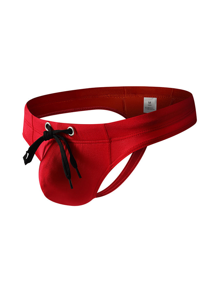 2 Pack Men's Large Pouch High Elastic Ice Silk Breathable Swim Thongs