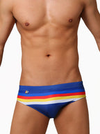 Mens Quick-drying Stripes Swim Briefs