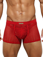 2 Pack Men's Hollow Mesh Sexy Trendy Moisture-Wicking Trunks