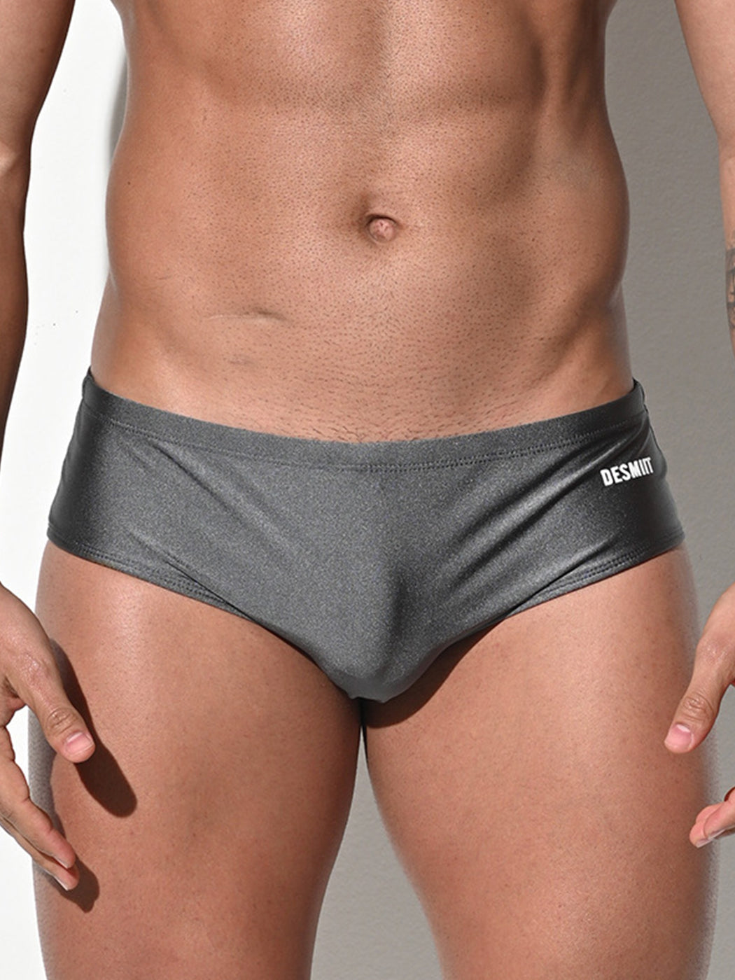 Men’s Shiny Solid Color Swim Briefs