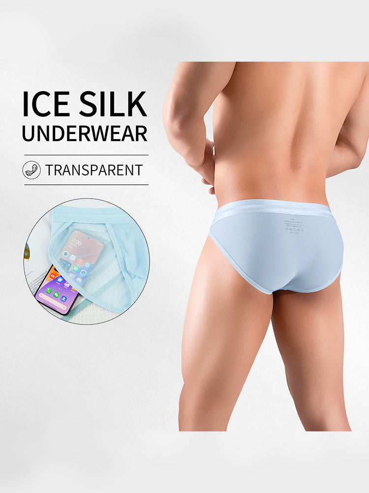2 Pack Men's Ultra-Soft Ice Silk Quick-Dry Smooth Cooling Briefs