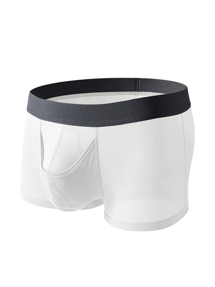 3 Pack Men's Ice Silk Front Split Pouch Breathable Mesh Cooling Comfort Trunks