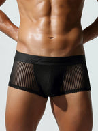 3 Pack Men's Striped Mesh Trunks with Comfort Pouch