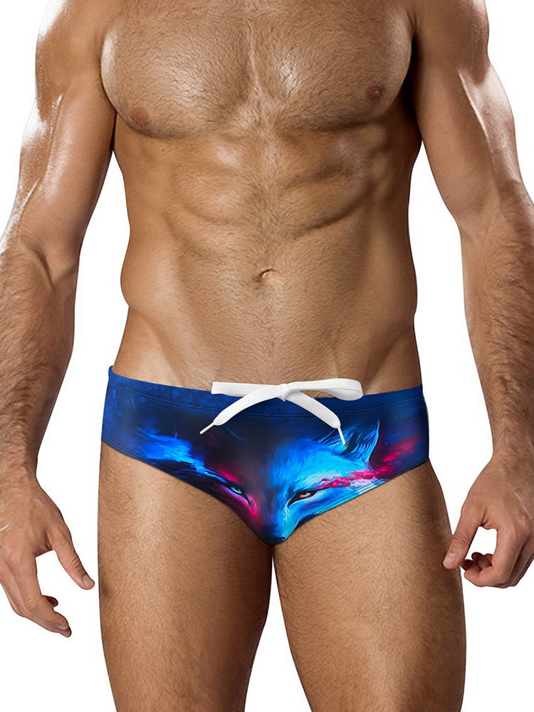 Men's Low-Rise Stylish Animal Print Swim Briefs