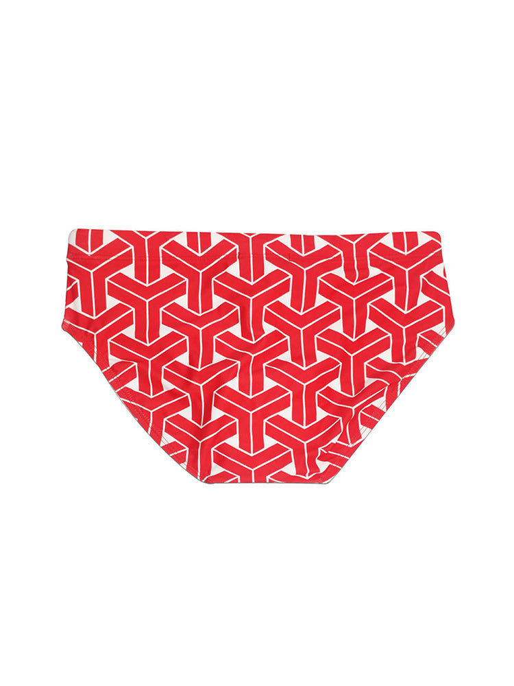 Men's 3D Pouch Printed Fitness Swim Briefs