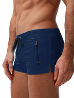 Men's Zippered Pocket Design Moisture-Wicking Swim Shorts & Trunks