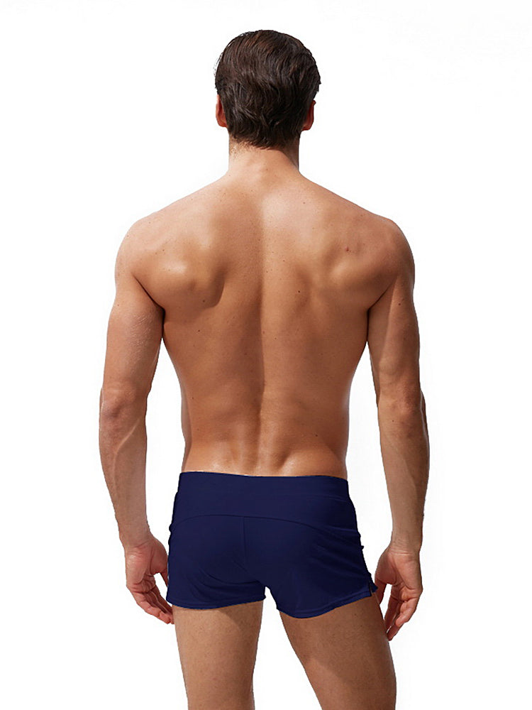 Men's Zippered Pocket Design Moisture-Wicking Swim Shorts & Trunks