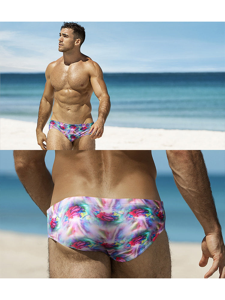 Men's Lightweight Low-Rise Bold Prints Swim Briefs & Trunks