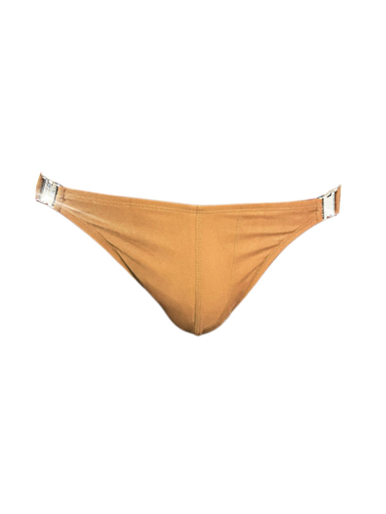 Men's Quick-Dry Odor-Control Solid Color Side Snap Swim Briefs