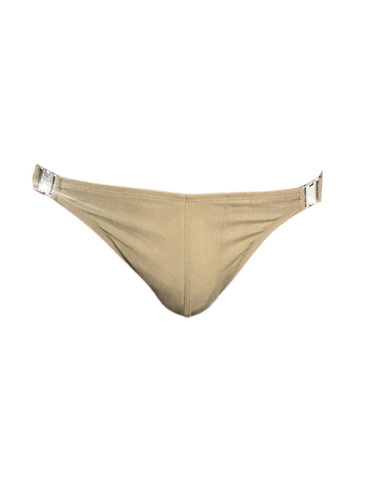 Men's Quick-Dry Odor-Control Solid Color Side Snap Swim Briefs
