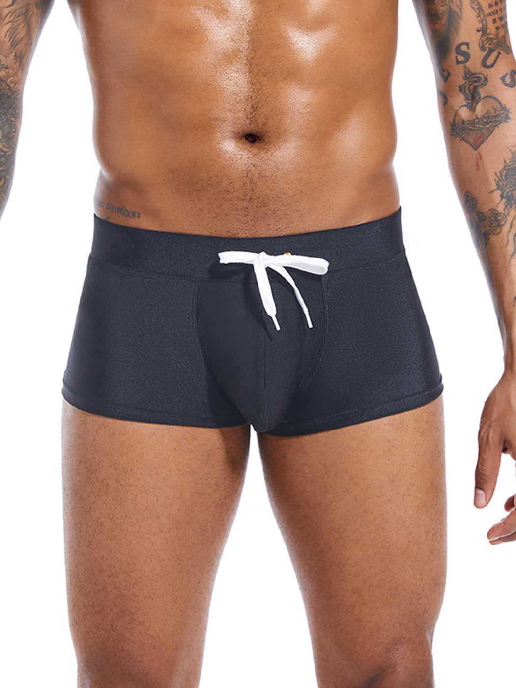 Men’s U Convex Pouch Swim Trunks with Drawstring