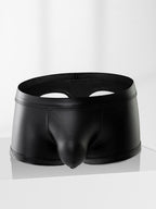 2-pack Men's Leather Hollow Hip-revealing Large Pouch Boxer Briefs