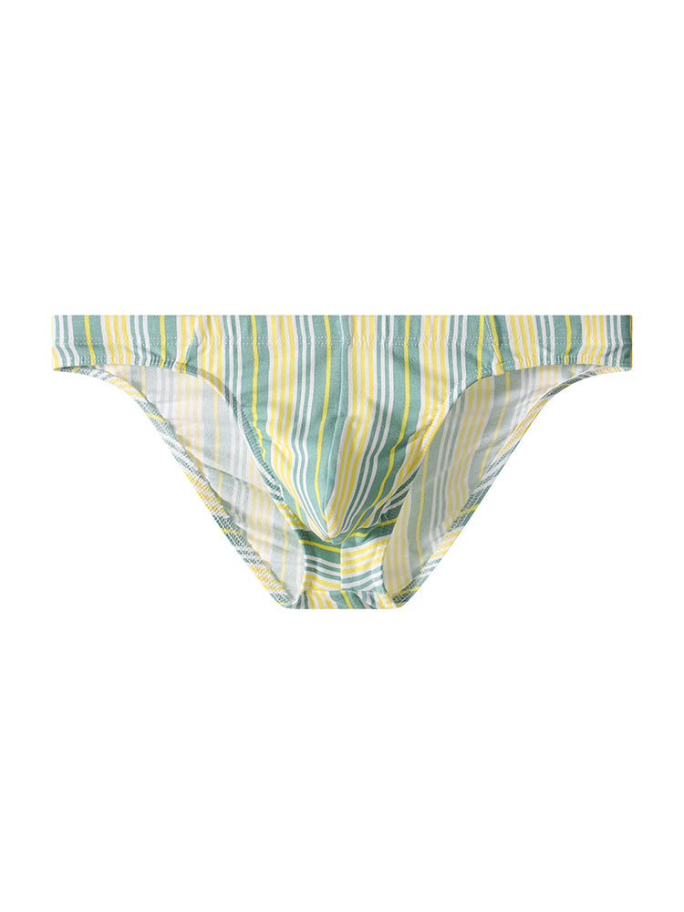 4 Pack Men's Striped Breathable Cotton Slim-Fit U-Pouch Briefs