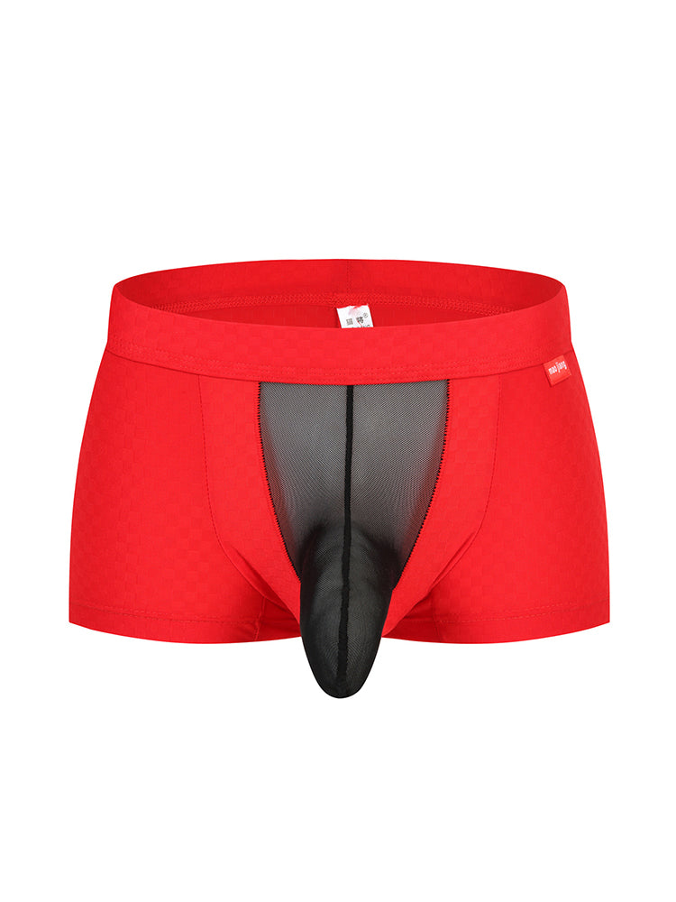 Men's Low-Rise Mesh Trunks – Breathable Nylon with 3D Pouch Support