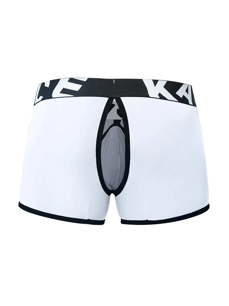 2 Pack Men's Sexy Modal Trunks with Open Front & Back and Removable Pouch