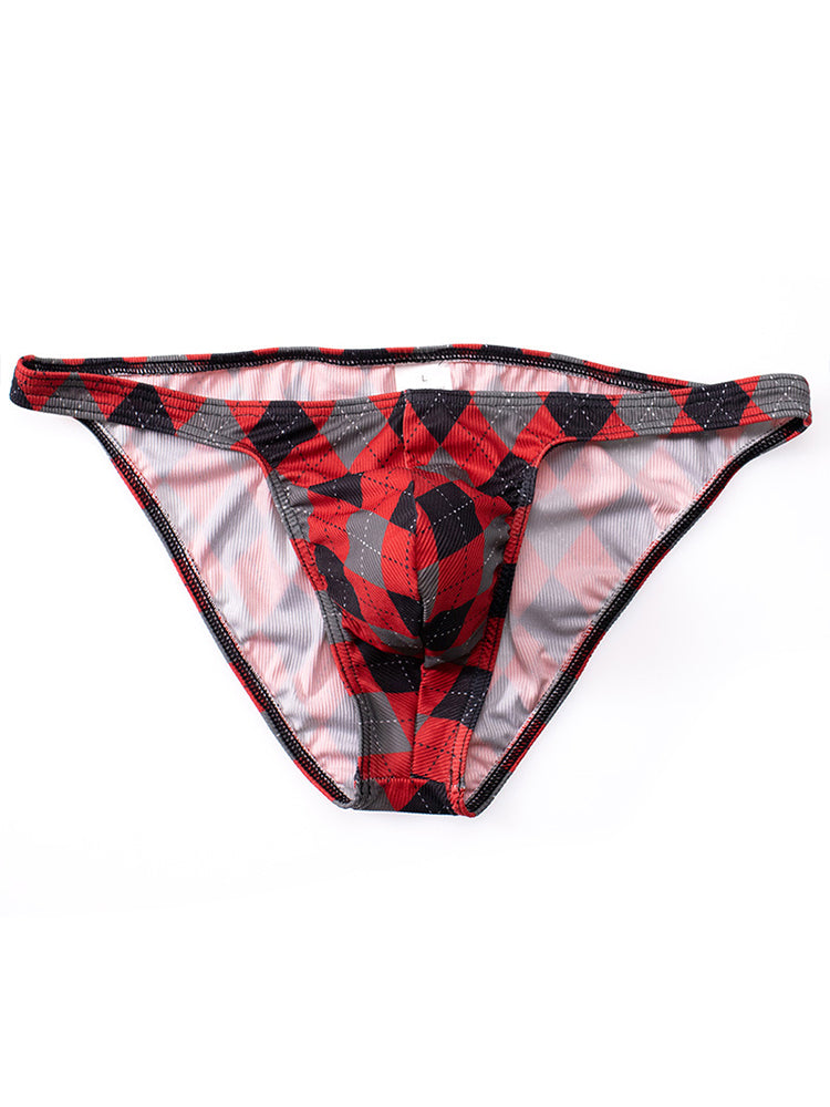 Men's Rhombus Check Pattern Pouch Briefs