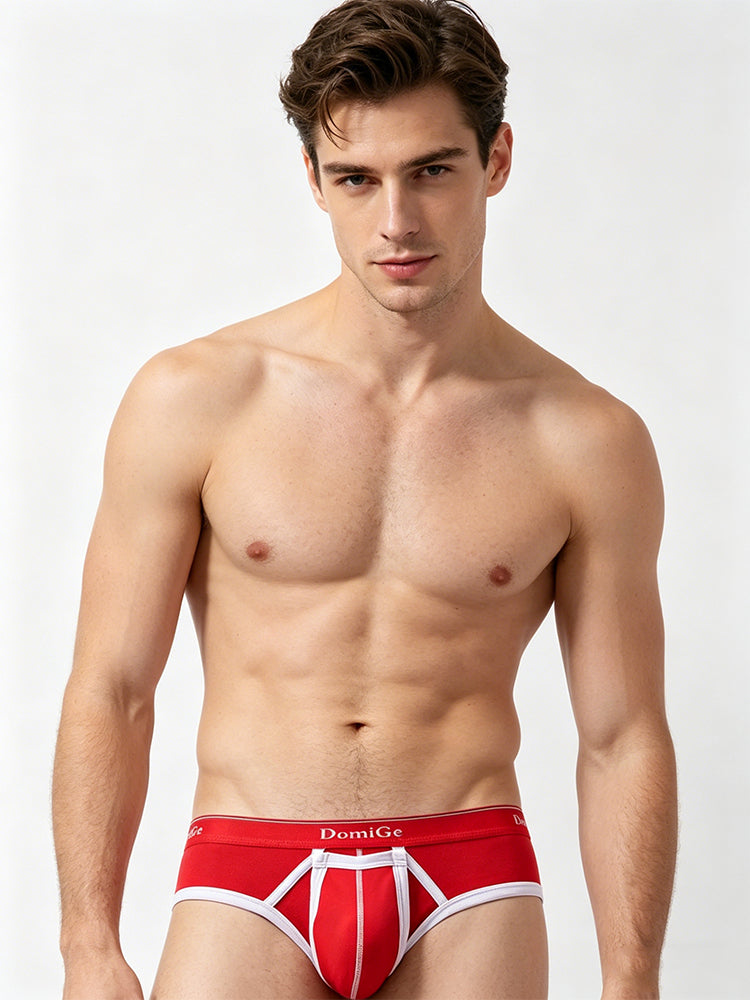 2 Pack Men's Detachable Front Pouch Durable Stretch Skin-Friendly Briefs