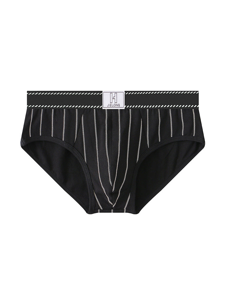 4 Pack Men's Striped Design Soft-Touch Cotton Fabric Breathable Briefs