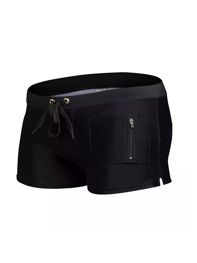 Men's Solid Color Breathable Stretch Swim Trunks