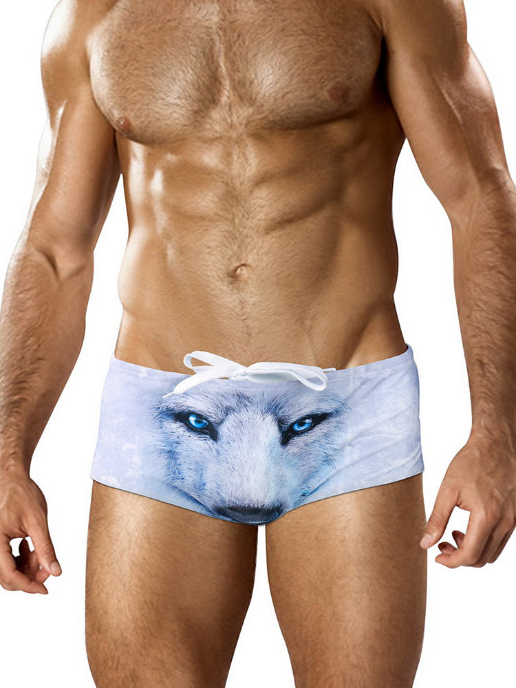 Men's Low-Rise Stylish Animal Print Swim Briefs