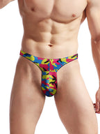 4 Pack Men's Large Pouch Playful Print Quick Dry Swim Thongs