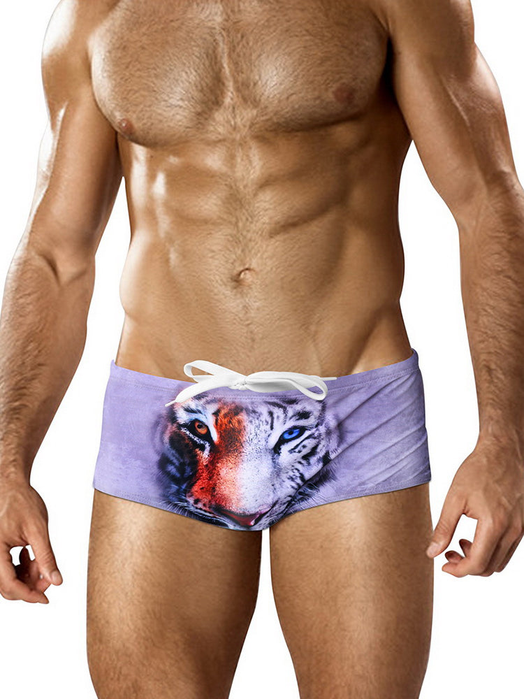 Men's Low-Rise Stylish Animal Print Swim Briefs