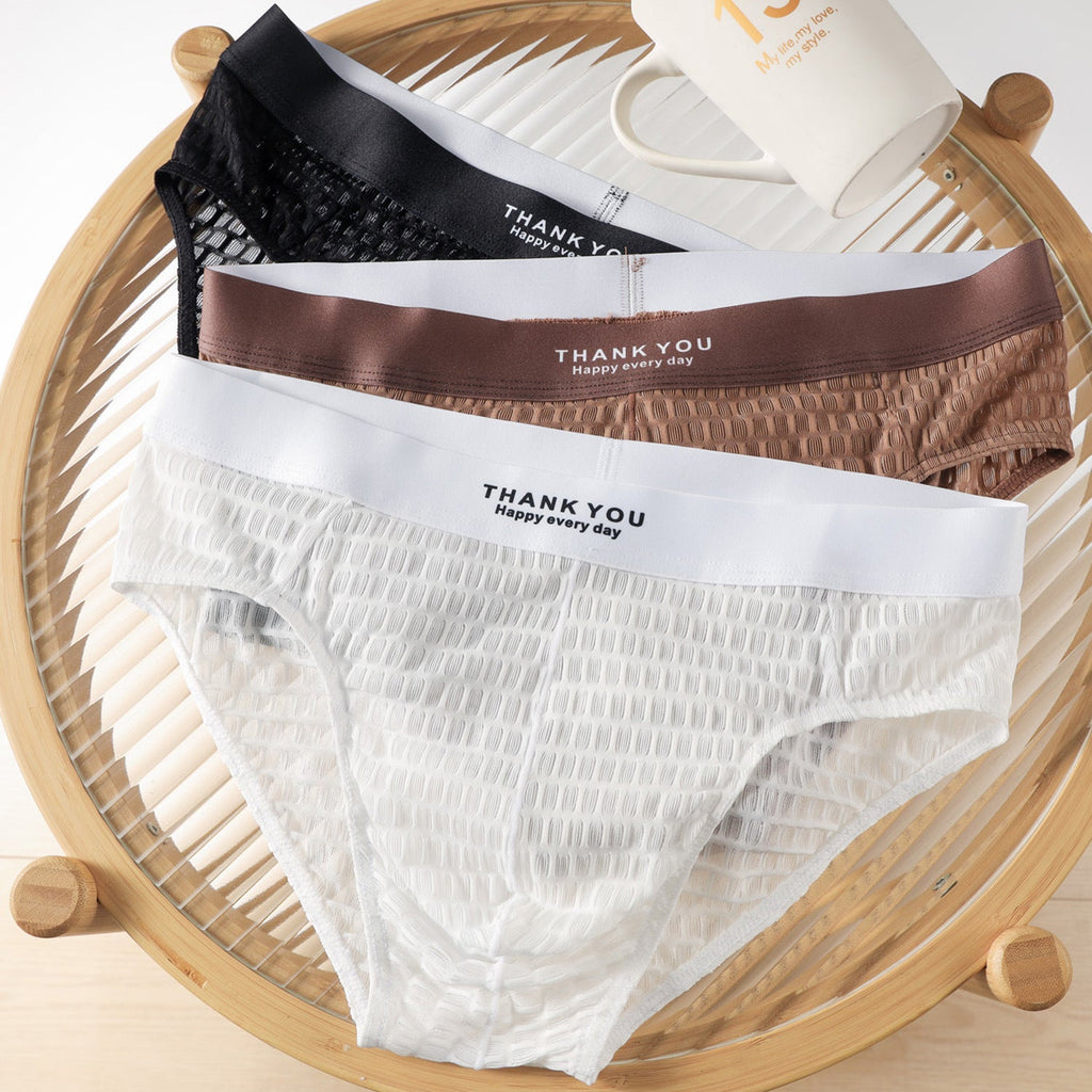 2 Pack Men's Soft & Breathable Icy Silk Quick-Dry Mid-Rise Comfort Cooling Briefs