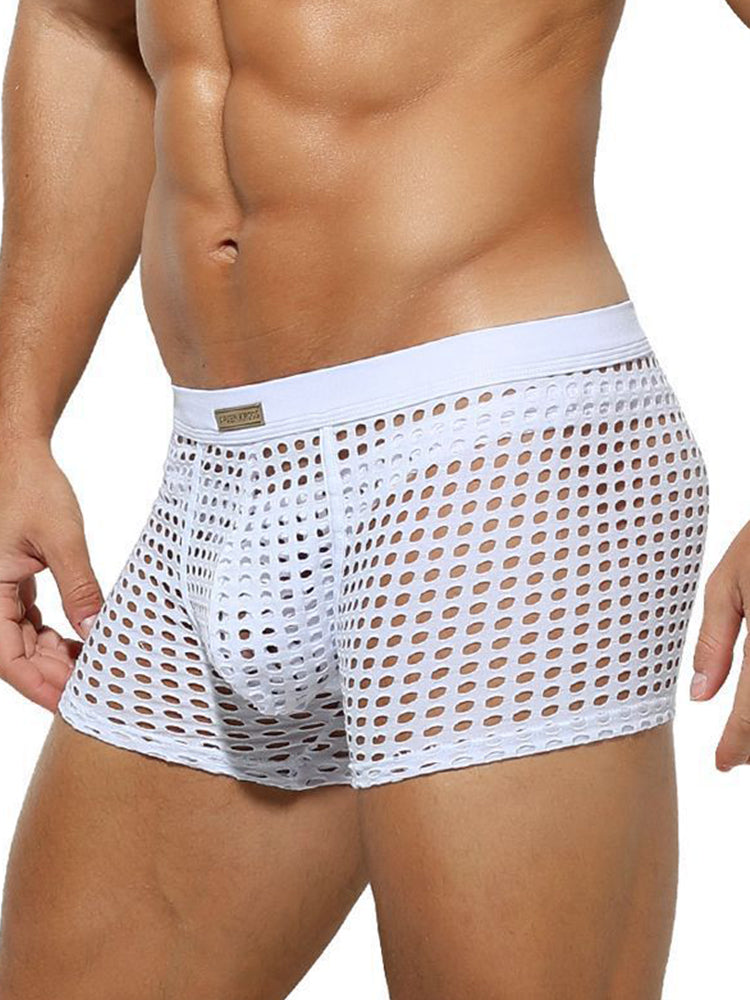 2 Pack Men's Hollow Mesh Sexy Trendy Moisture-Wicking Trunks