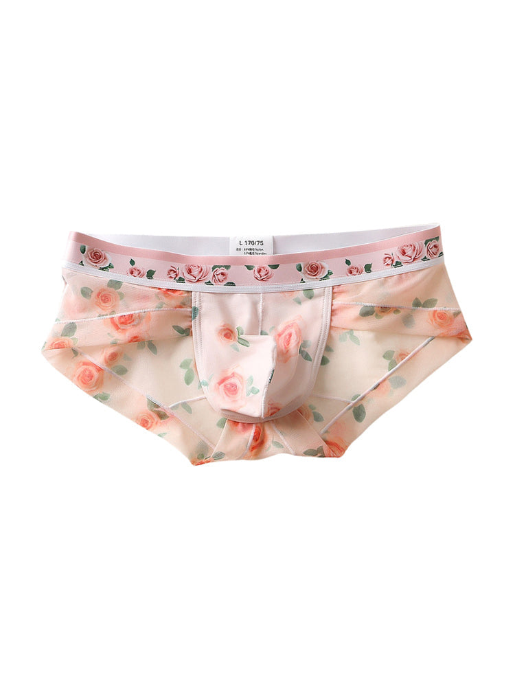 4 Pack Men’s Flower Print Pouch Silky Touch Briefs