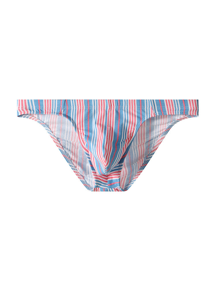 4 Pack Men's Striped Breathable Cotton Slim-Fit U-Pouch Briefs
