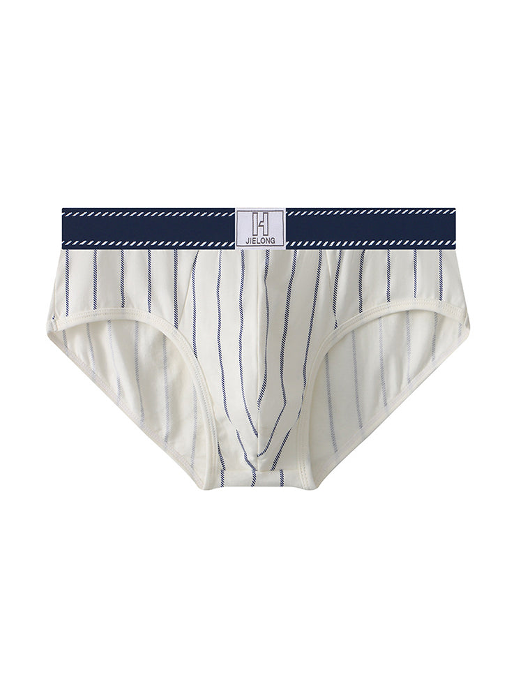 4 Pack Men's Striped Design Soft-Touch Cotton Fabric Breathable Briefs