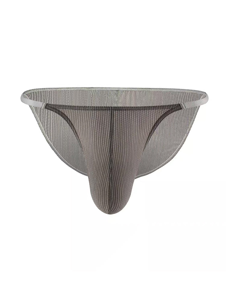 3 Pack Men's Low-Rise Striped Camisole Briefs with Raised Pockets