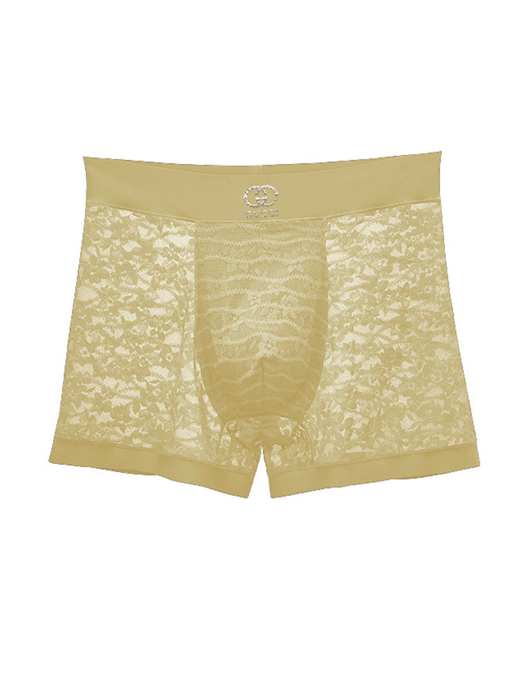 Men's Mid-Rise Sexy Seamless Lace Trunks